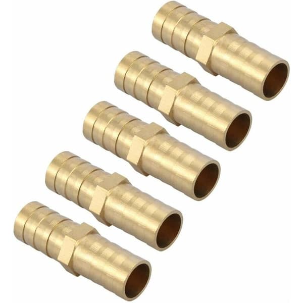 Straight Barbed Connector, Two-Way Straight Hose Adapter Brass Pipe Fitting Joint Pipe Connector 10mm (10mm 5pcs)