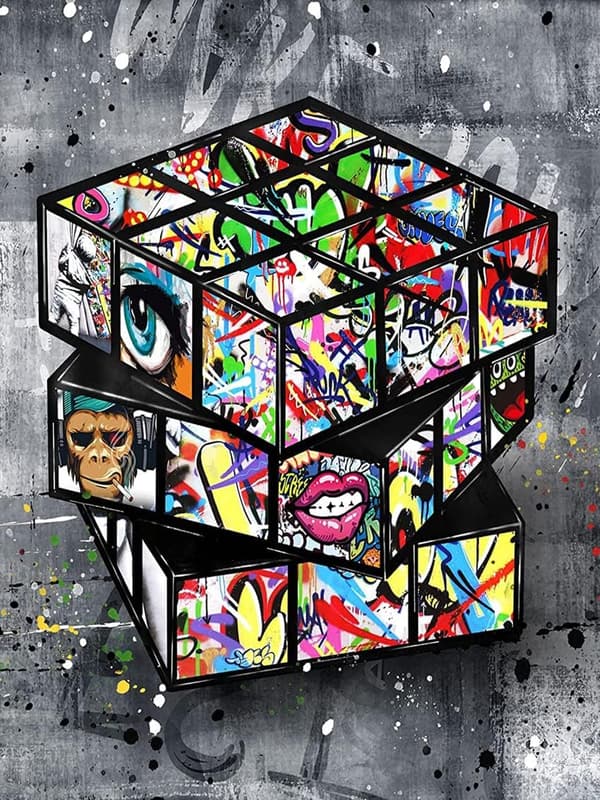 Graffiti Rubiks kub DIY diamantmålning set 5D diamantmålning