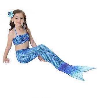 Børns Badedragt Piger Havfruehale Bikini Sæt Badedragt (5-6 År Mørkeblå)