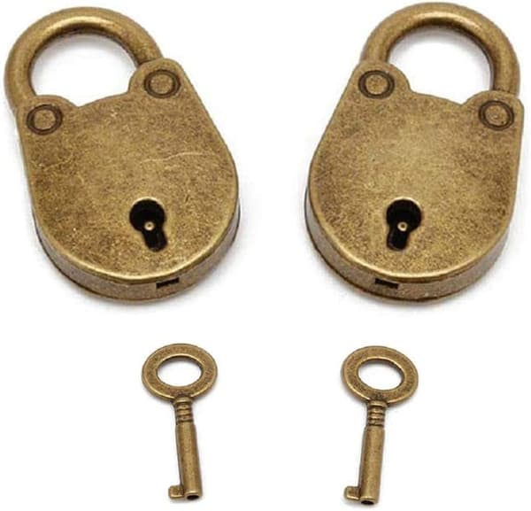 Sett med 2 antikke vintage-stil hengelåser i legering 3,7 x 2,2 x 0,7 cm