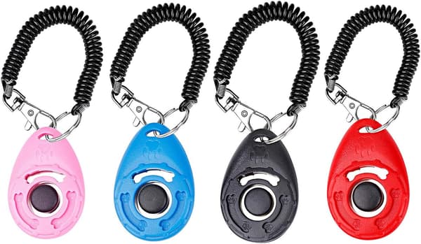 Klicker för hundar [4-pack], klicker med gummibandsrem och stor knapp