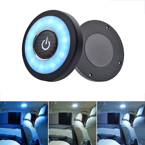 Car Interior LED Reading Light USB Charging Ceiling Lamp Blue White Round Lamp