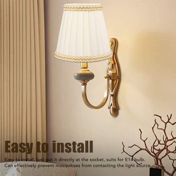 6 Small Fabric Lampshades with E14 Socket, Compatible with Crystal Chandeliers & Bedside Lamps
