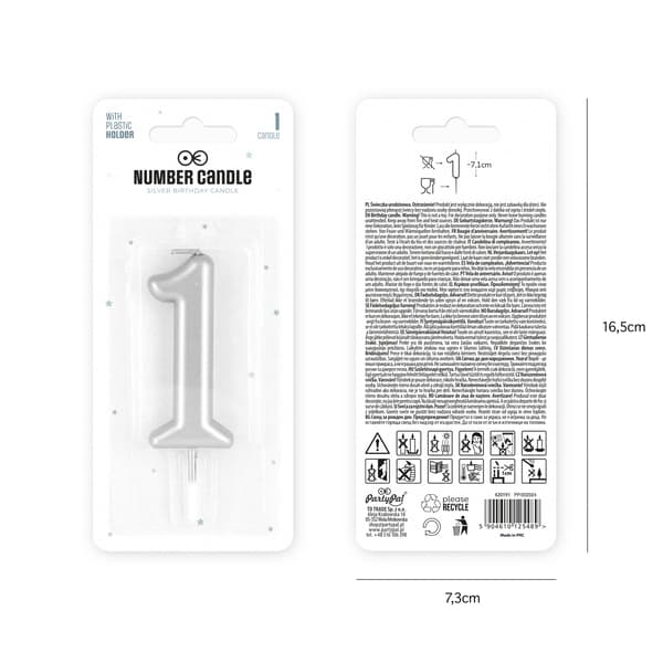 Kakelys Nummer 1 Sølv 10 cm silver