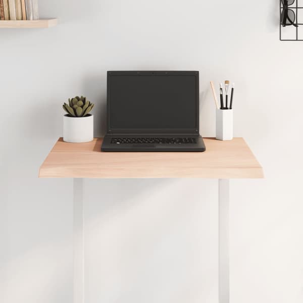 vidaXL Tabletop 60x40x2 cm Untreated Solid Oak Live Edge Brun 4000