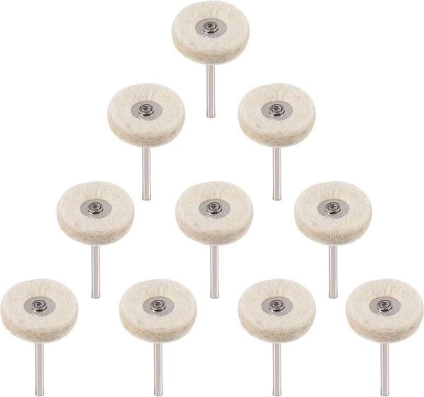 Polerskiver i bomuld, 10 stk. beige, 25 mm, til roterende værktøj rustfjernelse