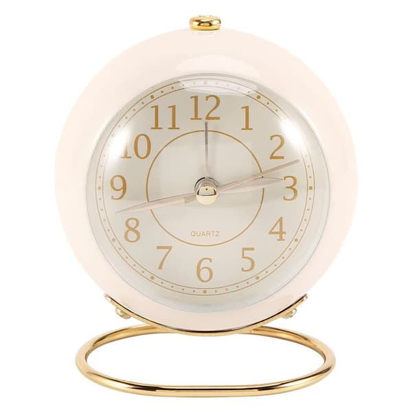 Small Table Clock, Analog Quartz Desk Alarm Clock with Light for Bedroom Decor
