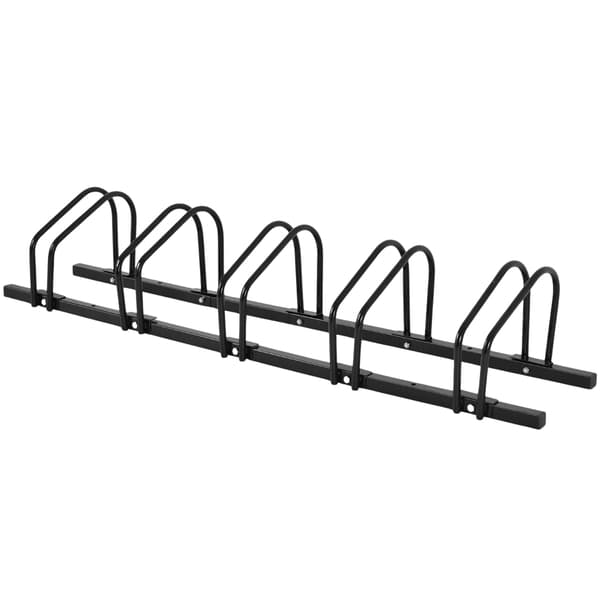 Cykelstativ, gulvstativ, stativ med 5 cykelparkeringspladser, sort