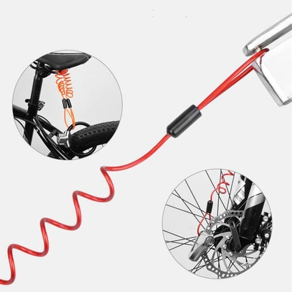 130CM Motorcycle Bike Security Disc Brake Lock Anti-theft Security Reminder Cable Bicycle Spring (Orange)