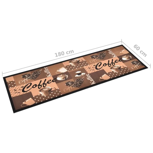 vidaXL Køkkenmåtte maskinvaskbar kaffe brun 60x180 cm multifärg multicolor