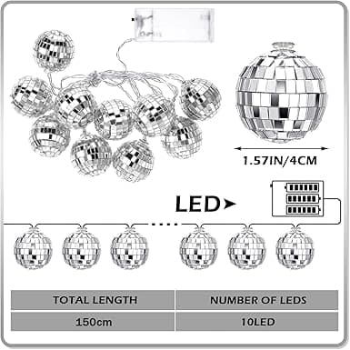 10 LED-discopallovalosarja, 150 cm discopallovalot, discopartyvalot, minidisco