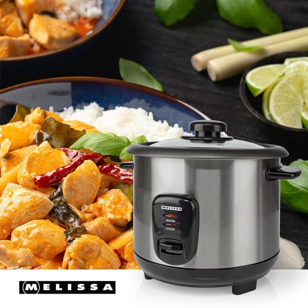 Riskoger 1,0 L 400 W med dampkurv og non-stick skål, sort/sølv Svart, Silver