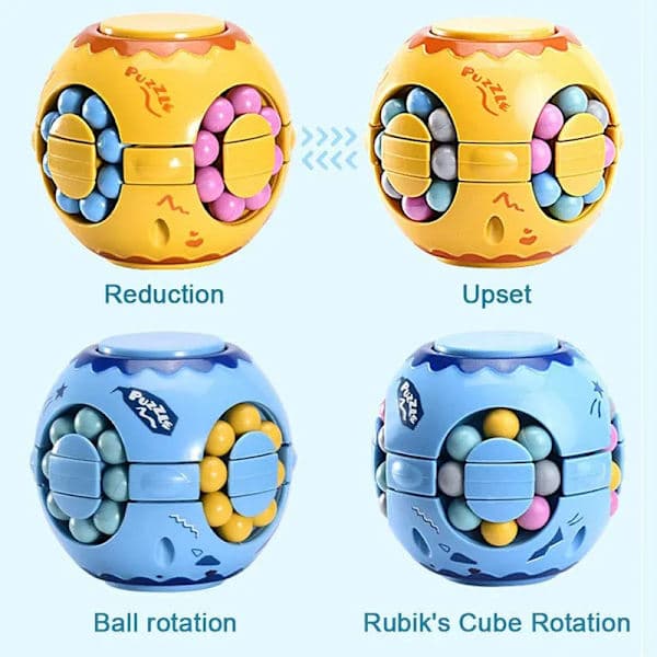 Rotating Bean Magic Cube Fidget Spinner - Stress-Relieving Puzzle Toy for Kids and Adults