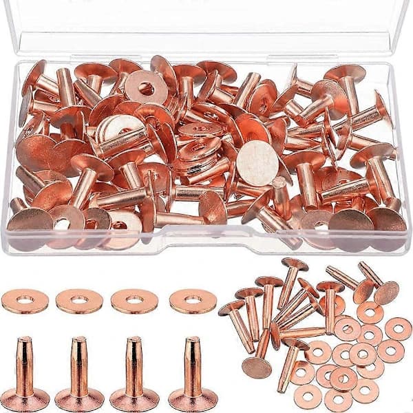 50 Set Copper Rivets and Washers, Copper Rivets for Leather for Belts Wallets Collars Leather DIY Cr