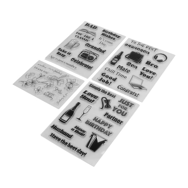 4 Pieces Clear Stamps, Clear Impression, Repeated Pasting, Embossing, Transparent Stamp for Card Making and Decoration