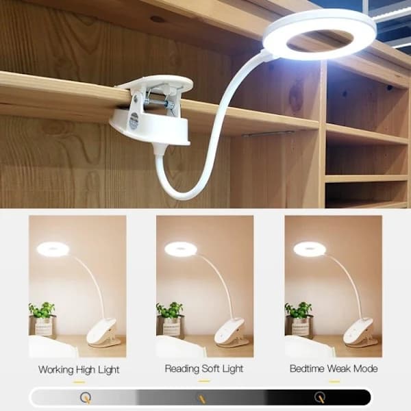 Oppladbar LED-klemmelampe - Dimbar
