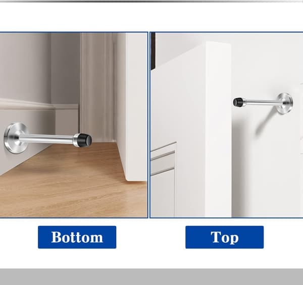 Dørstopper 120 mm (5 tommer) Rustfrit stål Børstet Satin Nikkel Dørstopper, Moderne Stille Dørholder Vægbeskytter Dørstopper, Sølv