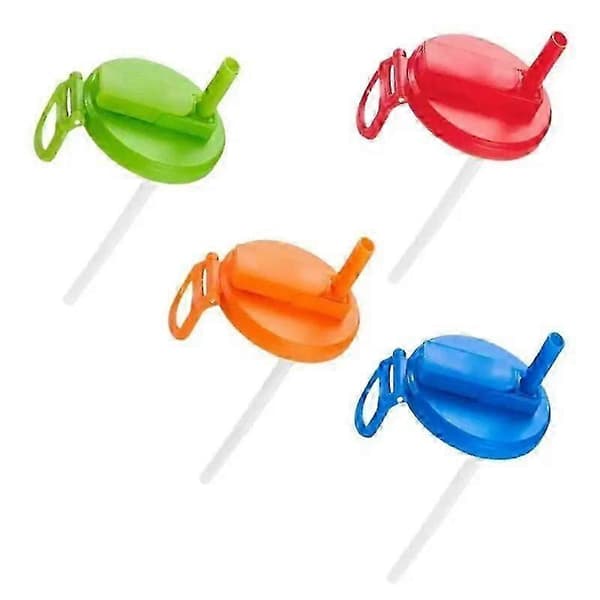 4-pack 4-färgs läskburkslock med sugrör, silikonsugrör, läskburksöverdrag, återanvändbara för burkar