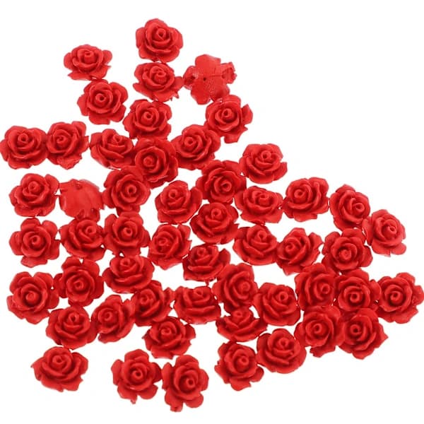 50 stk. Charms til smykkefremstilling Smykker Blomst Håndværk Rød Perle