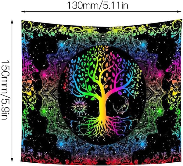 Tree of Life tapestry wall decor, psychedelic, polyester, 150x130cm