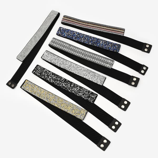 3 stk Rhinestone Indlagt Elastisk Bælte Flash Diamant Mode Dame Alsidig Kjole Krystal Bælte