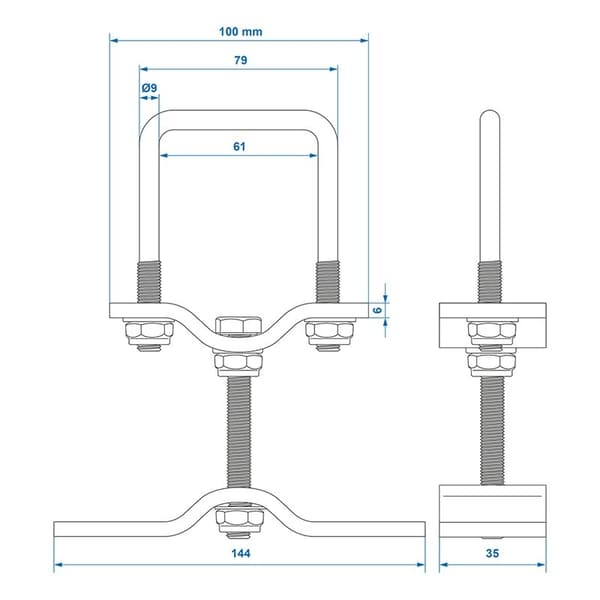 Reservehjulsholder for 60x60mm rør