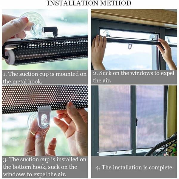 Blackout roller blinds without drilling, retractable sun protection blinds with suction cup, blackout blinds, for car/office windows, 50x