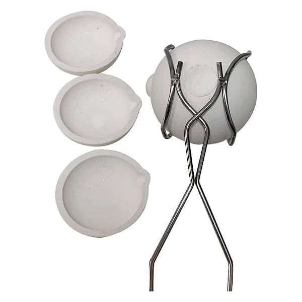 Small Meltable Ceramic Crucibles, Bowls, Cups, Set for Melting Gold, Silver, Copper with Tongs