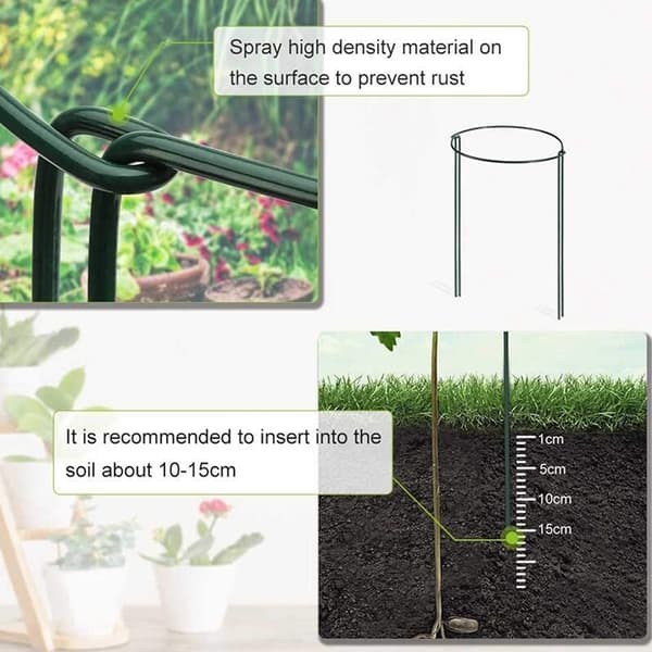 Plant Support 8-pack Half-round Metal Green Garden Support Garden Support Ring Garden Edge 21X35 Cm