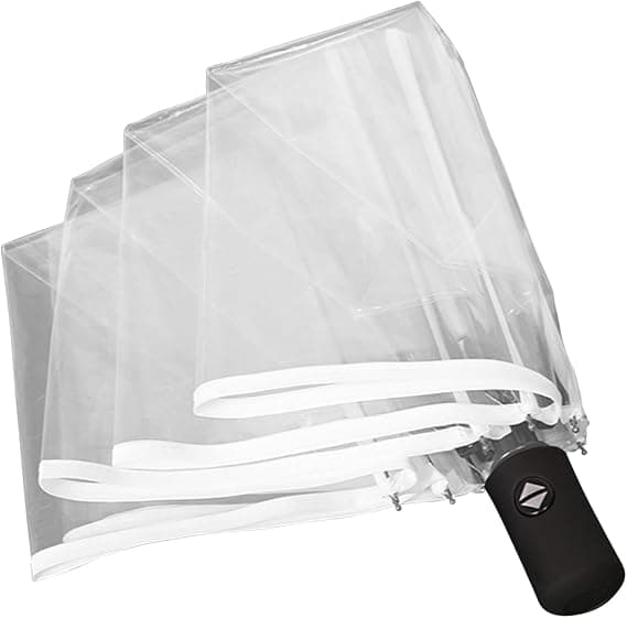 Automatiskt hopfällbart transparent paraply för resor och utomhusbruk