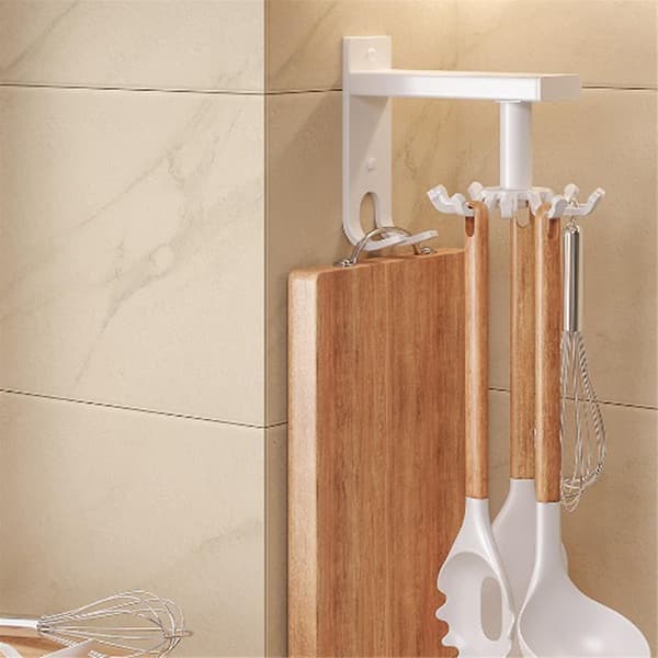 Kitchen Utensil Holder Practical Rotating Tool Hook Holder Wall Mounted Kitchen Utensil Hanger Rotatable