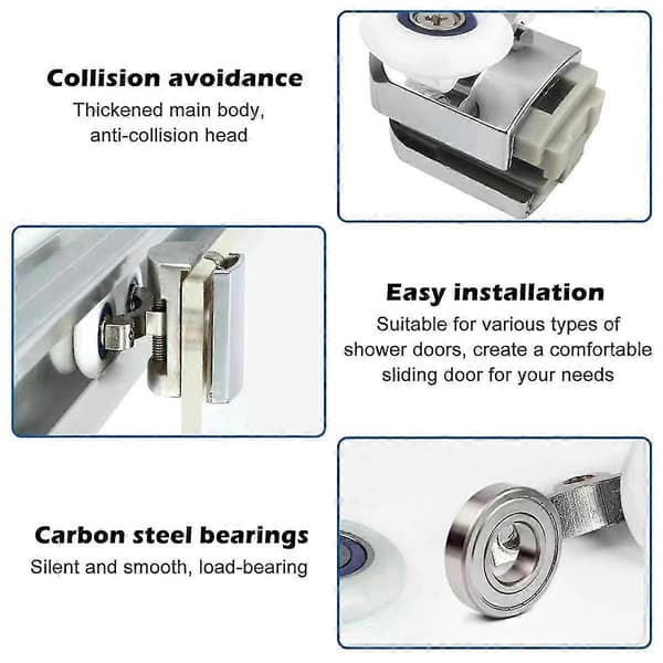 Curved Shower Door Rollers, 8pcs Shower Glass Door Rollers, Replacement Wheels for Shower Doors, For Cur