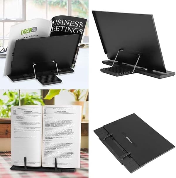Black metal office document holder with 7 adjustment positions