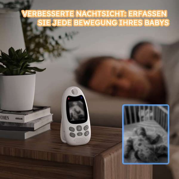 Babymonitor med kamera 2,4 GHz mörkerseende Vox temperatur intercom vaggvisor