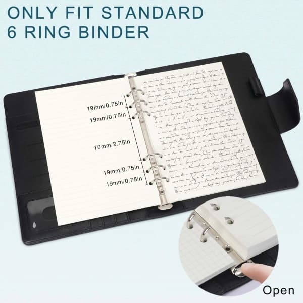A5 Påfyllningspapper 3-pack 100GSM Tjockt Påfyllningspapper 6 Hål 135 Ark (270 Sidor) för 6-Ringars Anteckningsbok Linjerat Papper-FF-