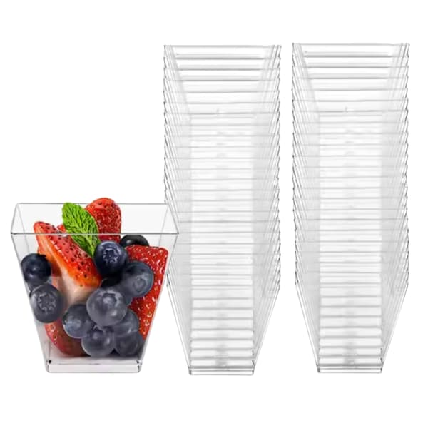 Square Plastic Cups 120 ml – 25-pack Serving Cups for Dessert, Mousse Black