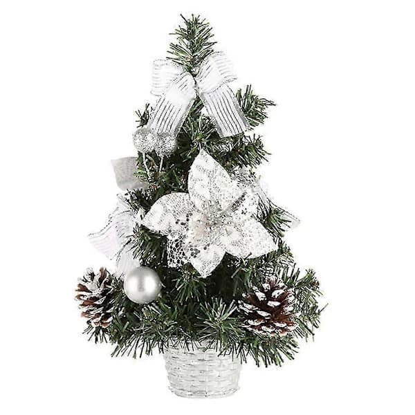 Mini Small Christmas Tree Without LED Lights Table Decoration Artificial Christmas Ornament Gift 30cm silver
