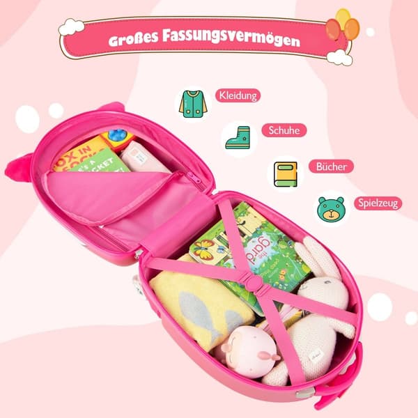 Trillbar koffert Hard Shell for barn 33 x 22 x 45 cm Rosa