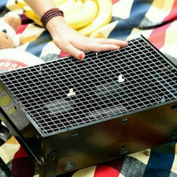 Grillrist i rustfritt stål for camping, grilling, piknik 40x25cm sølv