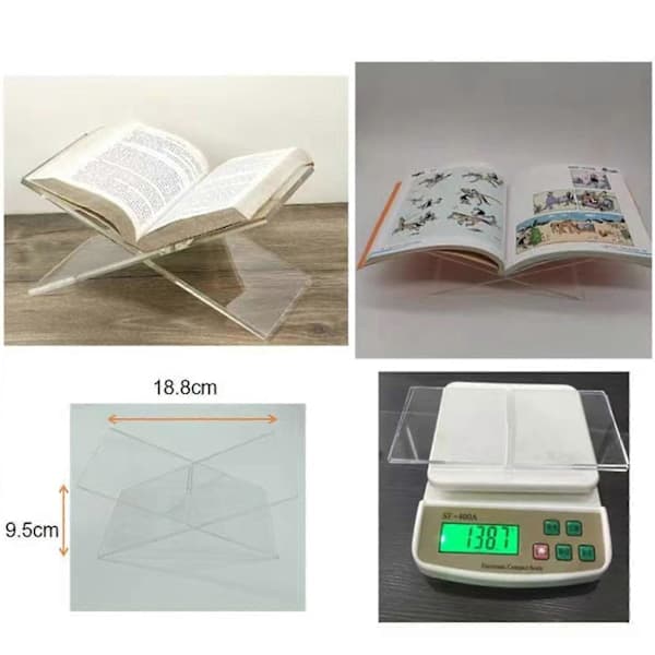 Clear Robust Open Book Stand X-shaped Structure Book Stand for Reading Nook Kitchen or Study Room