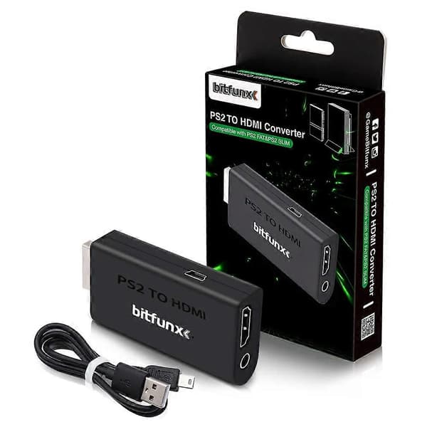 Bitfunx PS2 til HDMI-kompatibel Adapter 3,5 mm Lyd Video Konverter til SONY Playstation 2 PS2 PS3 Konsol