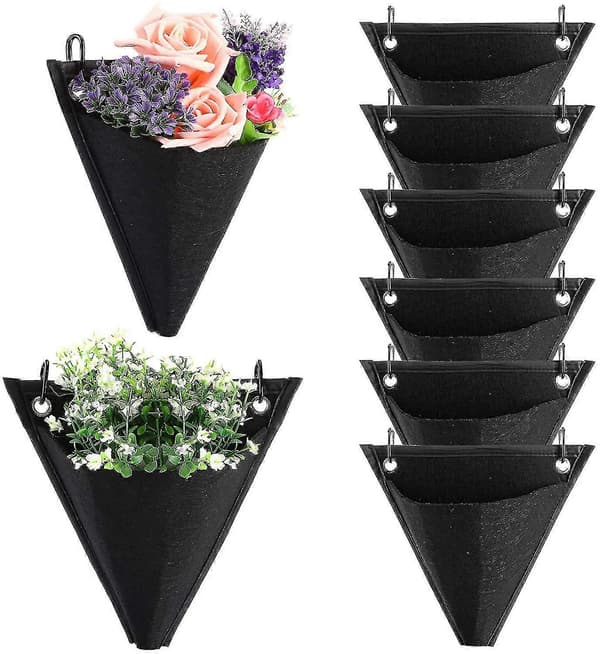 TT 3-delad Väggplanterare Triangulära Hängande Väskor Trädgårdsarbete Blombehållare Väggblomkrukor