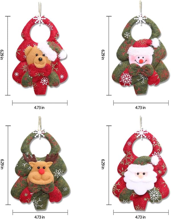 4-pack julgranshänge-set med plyschdockor