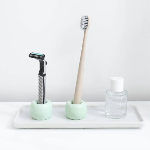 Mini keramisk tandbørsteholder til badeværelset, 2 stk. lysegrøn bright green