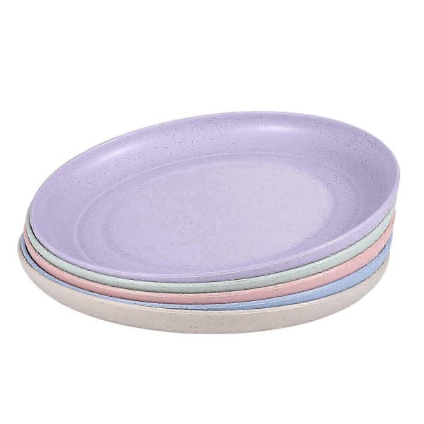 Yardwe 5 pcs Wheat Straw Plates Unbreakable Lightweight Dinner Plates Reusable Sturdy Dinnerware Set for Home Kitchen