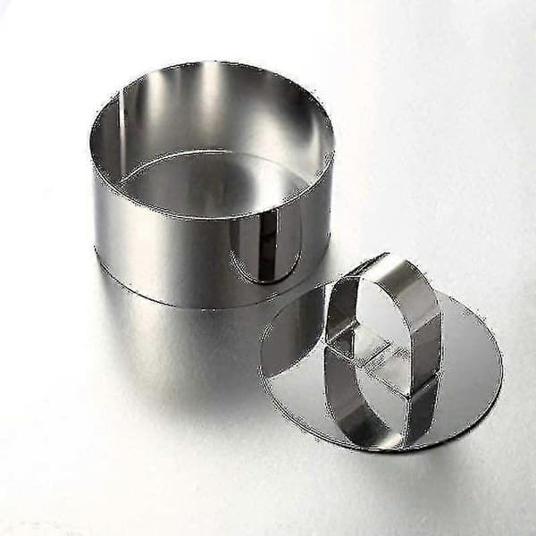 Mousse Ringe Kageform Rustfrit Stål, 8 cm Diameter, 6 Dele (rund)