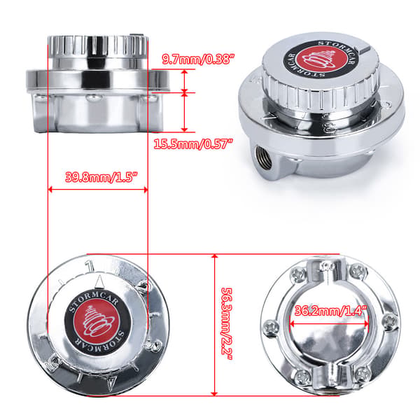 Manuell justerbar bensintrykksregulator for forgasser 1-5 psi kromfinish