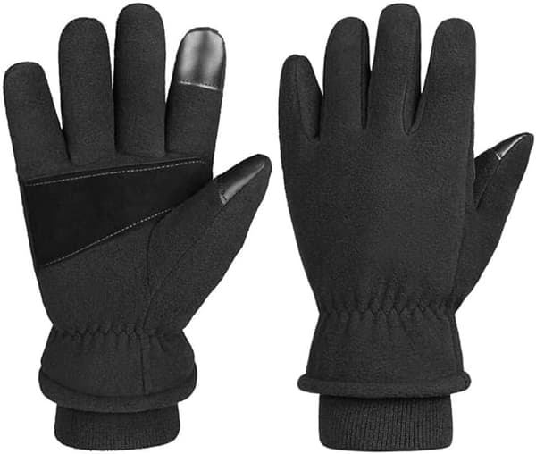 Vinterhandsker Touchscreen Handsker Palm Patch Isoleret Fleece Termisk til Mænd og Kvinder Sort, L