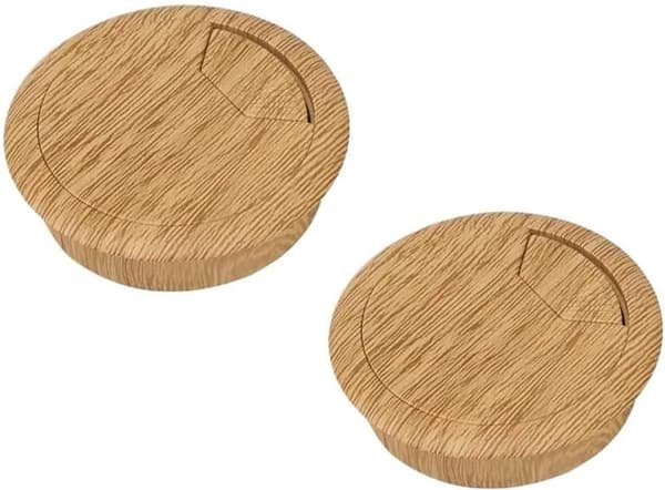 Kabelhanteringslåda Set om 2, 50 mm, ABS, Gul träfinish Geel hout