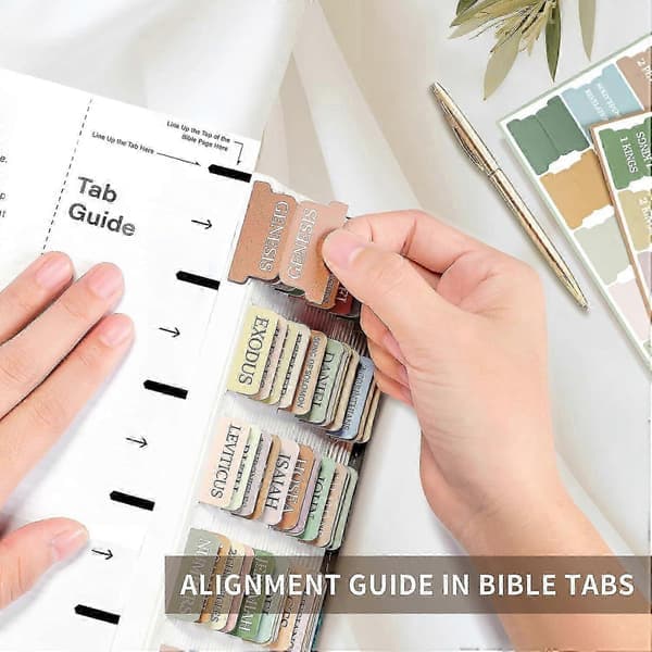 Bibelindeks, laminerte bibelindekser for studiebibel, nøytrale bibelindekser med stor tekst for enkel navigering, boho-tema, bibelindeksfliker